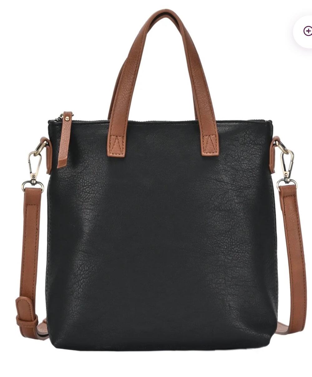 ANTIK KRAFT Bree Versatile Crossbody Bag Black Brown Vegan Leather 10x11